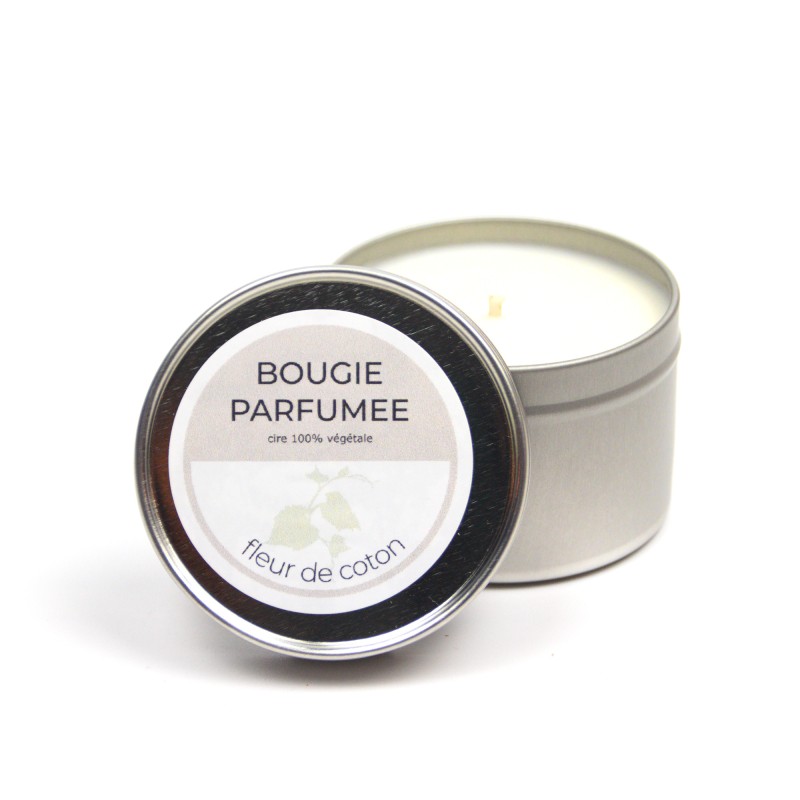 Bougie parfumée fleur de coton cire naturelle 250gr 60h